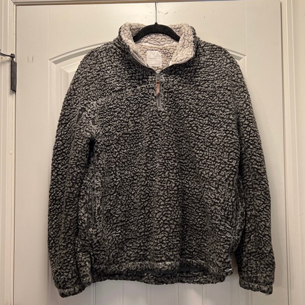 Thread &‎ Supply Women’s Wubby 1/4 Zip Fleece Sherpa Pullover Jacket Size L Gray